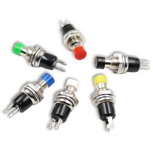 7mm Thread 2 Pin Metal Self-Locking Switch - Black Robotics Bangladesh