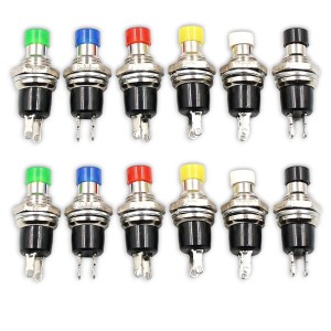 7mm Thread 2 Pin Metal Self-Locking Switch - Black Robotics Bangladesh