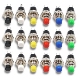 7mm Thread 2 Pin Metal Self-Locking Switch - Black Robotics Bangladesh