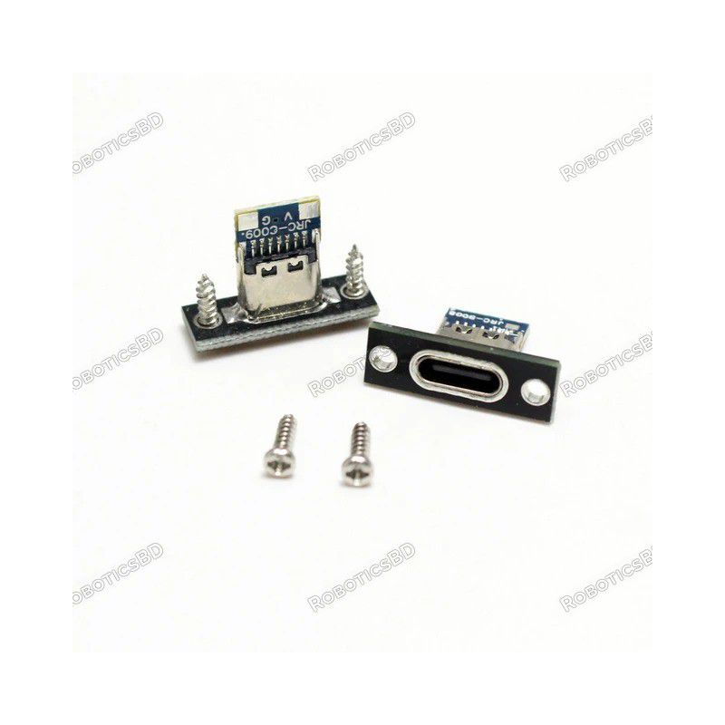 USB Type C Socket 4 Pin with Screw Fixing Plate Robotics Bangladesh USB Type C Socket 4 Pin with Screw Fixing Plate Robotics Bangladesh