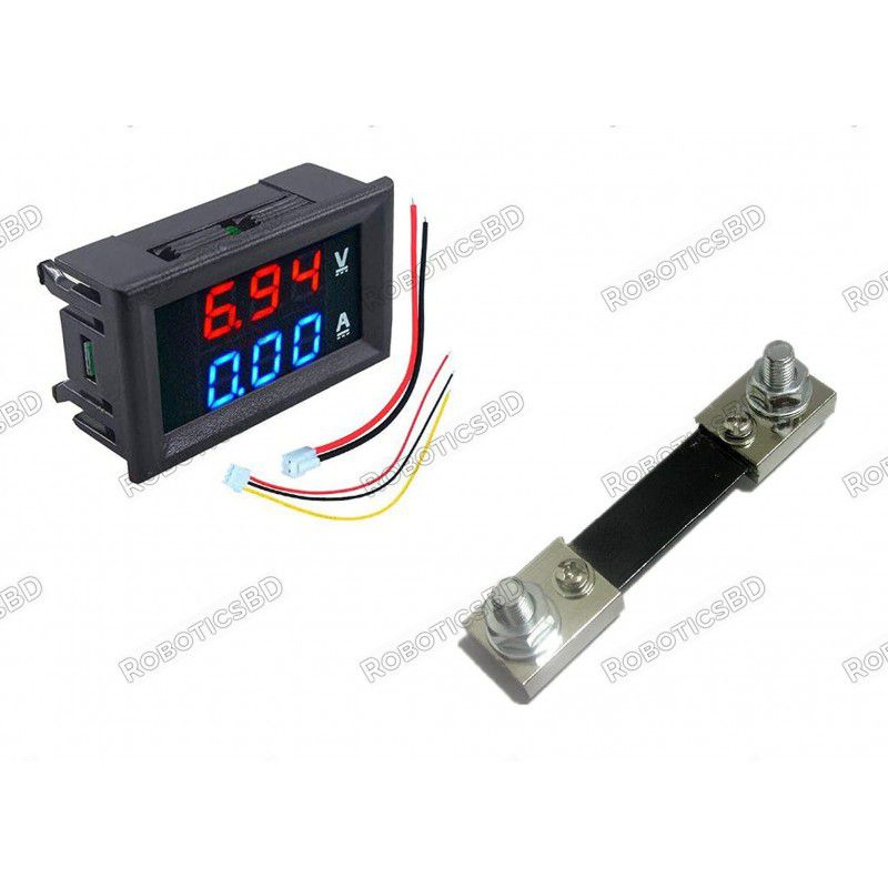 0.28" LED Digital Voltmeter Ammeter with 100V/10A Measurement With 100A Shunt Robotics Bangladesh 0.28" LED Digital Voltmeter Ammeter with 100V/10A Measurement With 100A Shunt Robotics Bangladesh