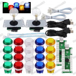 Arcade DIY Kit: 2 Player Controller with LED Buttons & Joystick for PC MAME Raspberry Pi Robotics Bangladesh