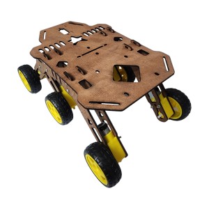 6WD Robotics Rover DIY Wooden Chassis With Motors & Wheels Robotics Bangladesh