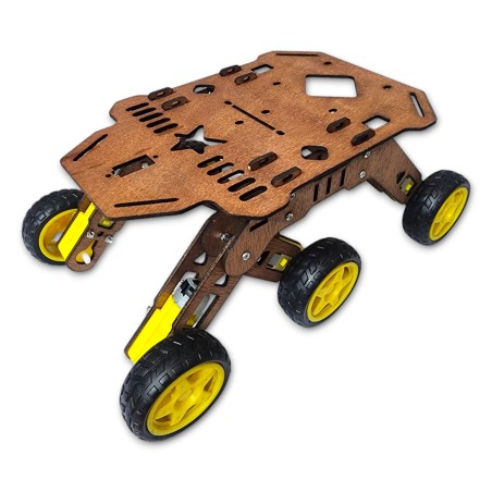 6WD Robotics Rover DIY Wooden Chassis With Motors & Wheels Robotics Bangladesh