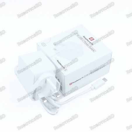 Official 27W USB-C PD Power Supply for Raspberry Pi 5- White Robotics Bangladesh