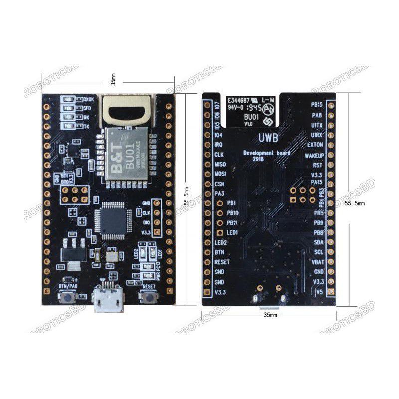 UWB Positioning Module DW1000 Wideband Ranging Onboard PCB Antenna BU01 Position Robotics Bangladesh UWB Positioning Module DW1000 Wideband Ranging Onboard PCB Antenna BU01 Position Robotics Bangladesh
