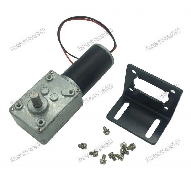 A58SW31ZY 12V 80 RPM High Torque Worm Geared Reversed Self Locking Motor Robotics Bangladesh A58SW31ZY 12V 80 RPM High Torque Worm Geared Reversed Self Locking Motor Robotics Bangladesh