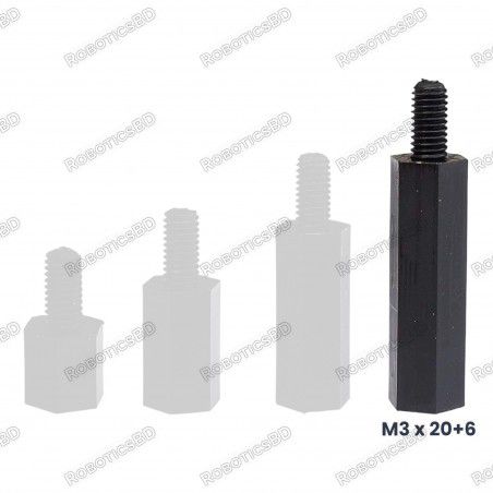 M3x20+6 Nylon Hex Spacer Standoff Male - Female Robotics Bangladesh