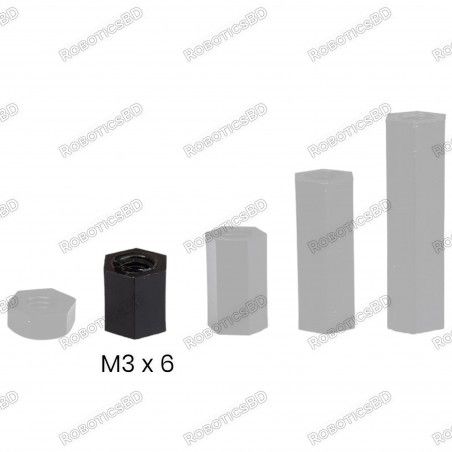 M3x6 Nylon Hex Spacer Standoff Female - Female Robotics Bangladesh