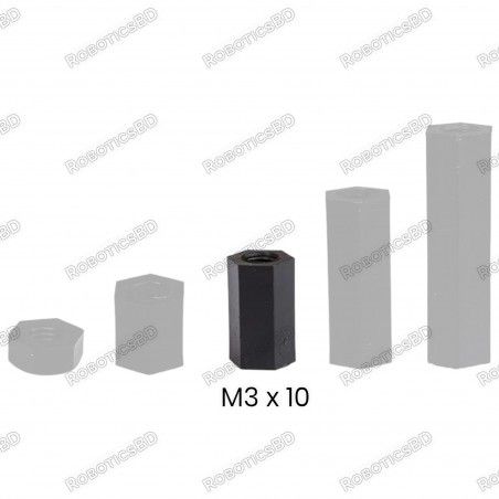 M3x10 Nylon Hex Spacer Standoff Female - Female Robotics Bangladesh
