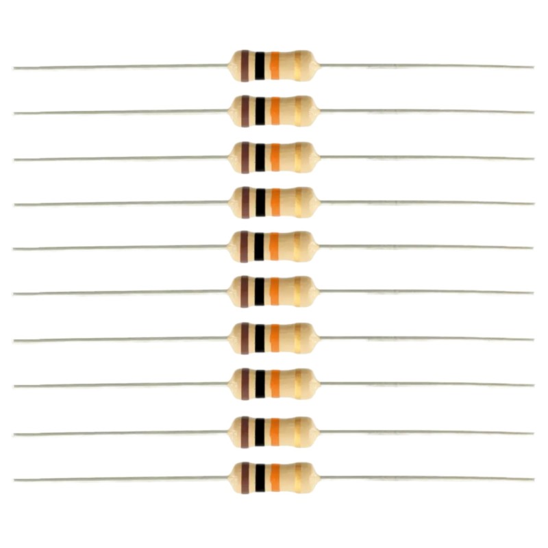 3.3 kOhm 1/4w Film Resistor - Pack of 10 Robotics Bangladesh