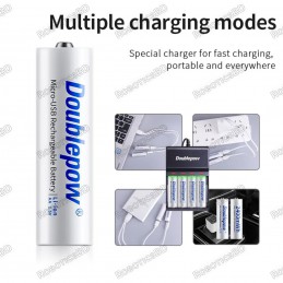 Doublepow 1.5V AA 2400mAh Battery - Type C USB Rechargeable Robotics Bangladesh