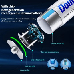 Doublepow 1.5V AA 2400mAh Battery - Type C USB Rechargeable Robotics Bangladesh