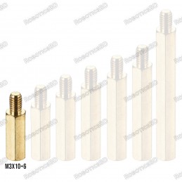 M3x10+6 Brass Hex Spacer Standoff Male - Female Robotics Bangladesh