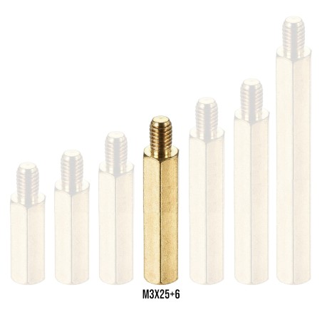 M3x25+6 Brass Hex Spacer Standoff Male - Female Robotics Bangladesh