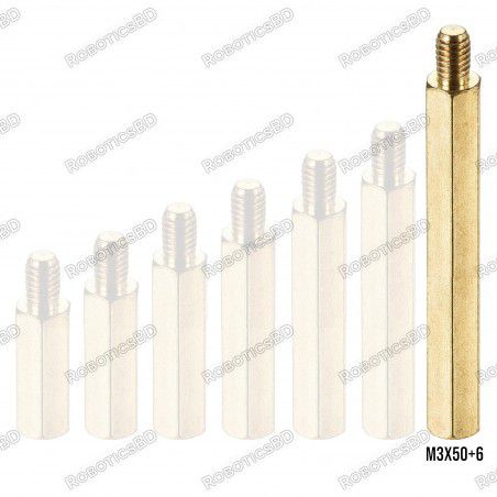 M3x50+6 Brass Hex Spacer Standoff Male - Female Robotics Bangladesh