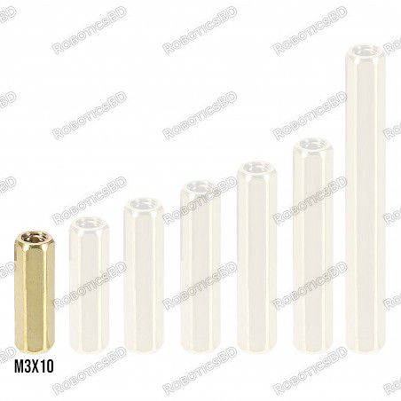 M3x10 Brass Spacer Standoff Female - Female Robotics Bangladesh