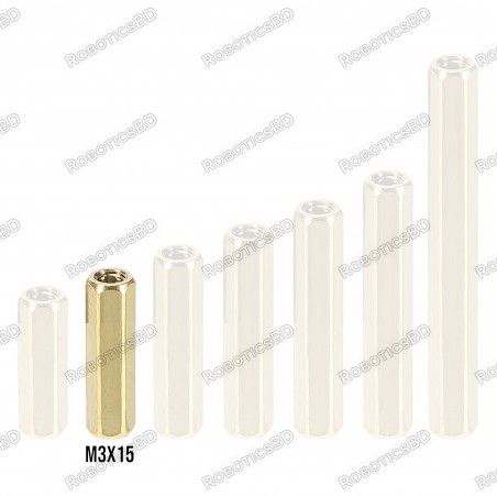 M3x15 Brass Spacer Standoff Female - Female Robotics Bangladesh