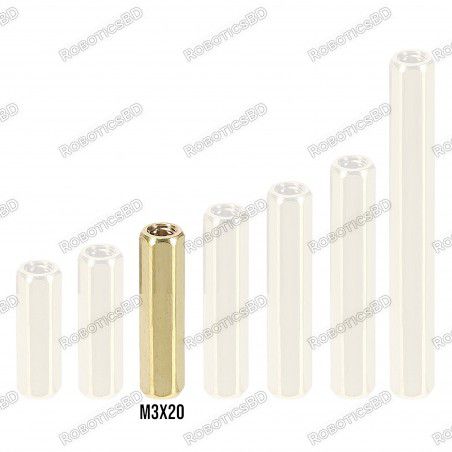 M3x20 Brass Spacer Standoff Female - Female Robotics Bangladesh
