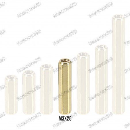 M3x25 Brass Spacer Standoff Female - Female Robotics Bangladesh