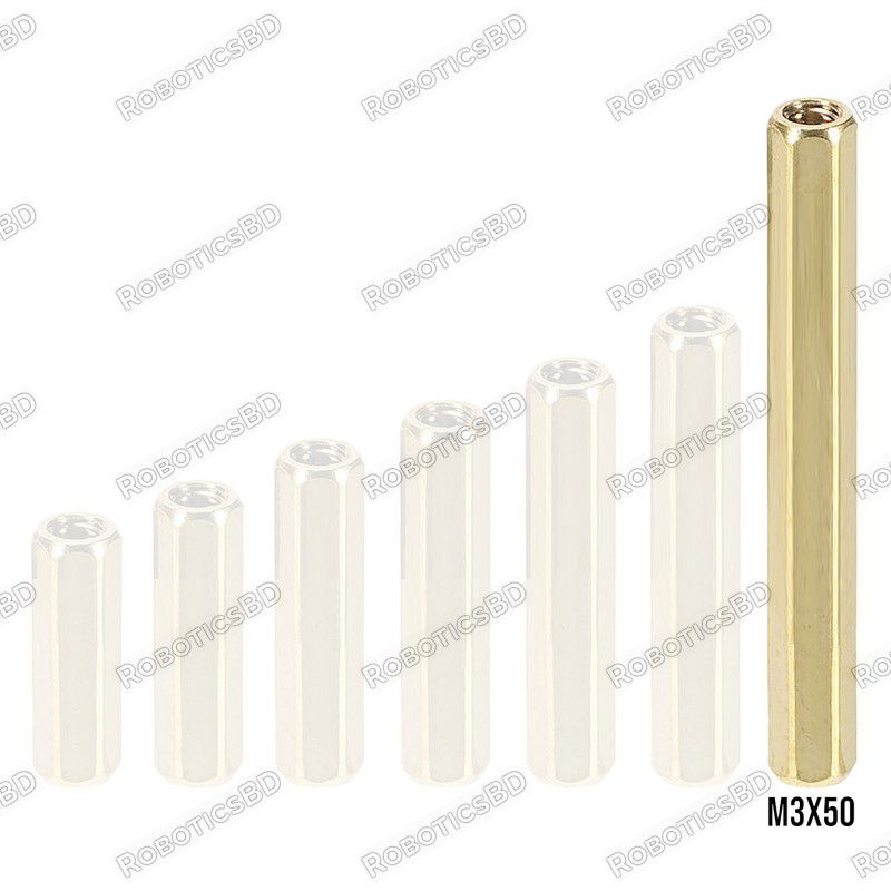 M3x50 Brass Spacer Standoff Female - Female Robotics Bangladesh M3x50 Brass Spacer Standoff Female - Female Robotics Bangladesh