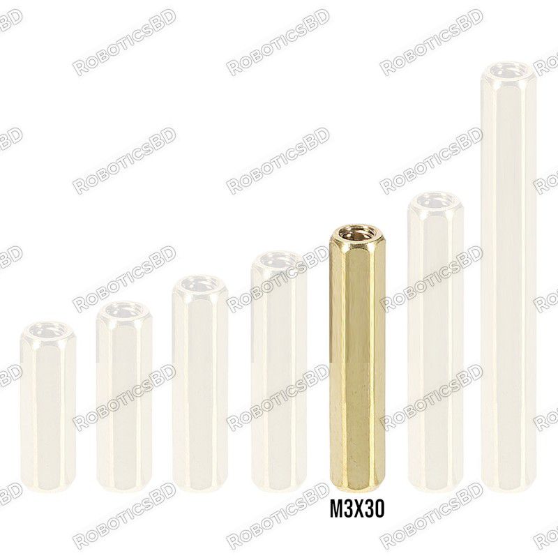 M3x30 Brass Spacer Standoff Female - Female Robotics Bangladesh M3x30 Brass Spacer Standoff Female - Female Robotics Bangladesh