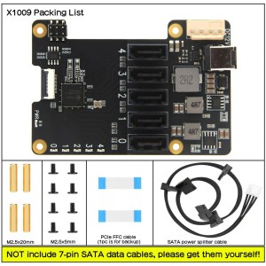 Geekworm X1009 PCIe to 5-Port SATA Shield for Raspberry Pi 5 Robotics Bangladesh